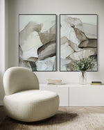 Cargar imagen en el visor de la galería, Set Cuadros Decorativos Abstracto Negro Arena 2 - 202 - Díptico Minimalista Estilo Boho Arte en tonos Neutros
