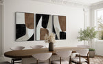 Cargar imagen en el visor de la galería, Set Cuadros Decorativos Abstracto Negro Arena 2-208 - Triptico Minimalista Estilo Nordico Arte Moderno y Elegante en Tonos Neutros
