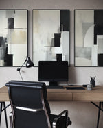 Cargar imagen en el visor de la galería, Set Cuadros Decorativos Abstracto Negro Arena 2-227 - Triptico Moderno y Elegante Arte Minimalista Estilo Nordico en Tonos Neutros

