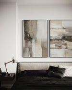 Cargar imagen en el visor de la galería, Set Cuadros Decorativos Abstracto Negro Arena 2 - 211 - Diptico en Tonos Tierra Colores Neutros Arte Moderno y Minimalista Estilo Nordico
