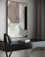 Cargar imagen en el visor de la galería, Cuadro Decorativo Abstracto Negro Arena 244 Silueta Rostros Femeninos Arte Lineal Moderno y Minimalista Nordico Tonos Neutros
