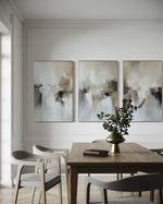 Cargar imagen en el visor de la galería, Set Cuadros Decorativos Abstracto Negro Arena 2 - 201 - Triptico Estilo Nordico Arte Moderno en Tonos Neutros

