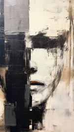 Cargar imagen en el visor de la galería, Cuadro Decorativo Abstracto Negro Arena 2-205 Rostro Estilo Nordico Cara Moderna en Tonos Neutros
