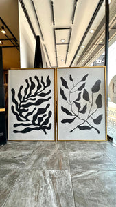Set Cuadros Decorativos Abstracto Negro Arena 032 -Para Recámara