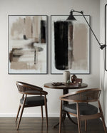Cargar imagen en el visor de la galería, Set Cuadros Decorativos Abstracto Negro Arena 2 - 204 - Díptico Moderno y Minimalista estilo Nordico En Tonos Neutros Beige, Negro y Blanco
