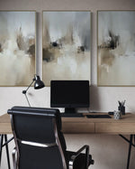 Cargar imagen en el visor de la galería, Set Cuadros Decorativos Abstracto Negro Arena 2 - 201 - Triptico Estilo Nordico Arte Moderno en Tonos Neutros

