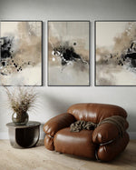 Cargar imagen en el visor de la galería, Set Cuadros Decorativos Abstracto Negro Arena 2-236- Tríptico Modernos y Elegante Estilo Boho en Tonos Neutros

