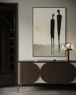 Cargar imagen en el visor de la galería, Cuadro Decorativo Abstracto Negro Arena 2- 225 Siluetas de Pareja Arte Moderno y Minimalista en Tonos Neutros
