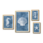 Cargar imagen en el visor de la galería, Cuadros decorativos marinos  para Sala, recámara y comedor. Cuadros originales. Fauna y Naturaleza. Arte decoración de interiores. Arte minimalista. Decoración Fauna. Color Azul. Concha marina.
