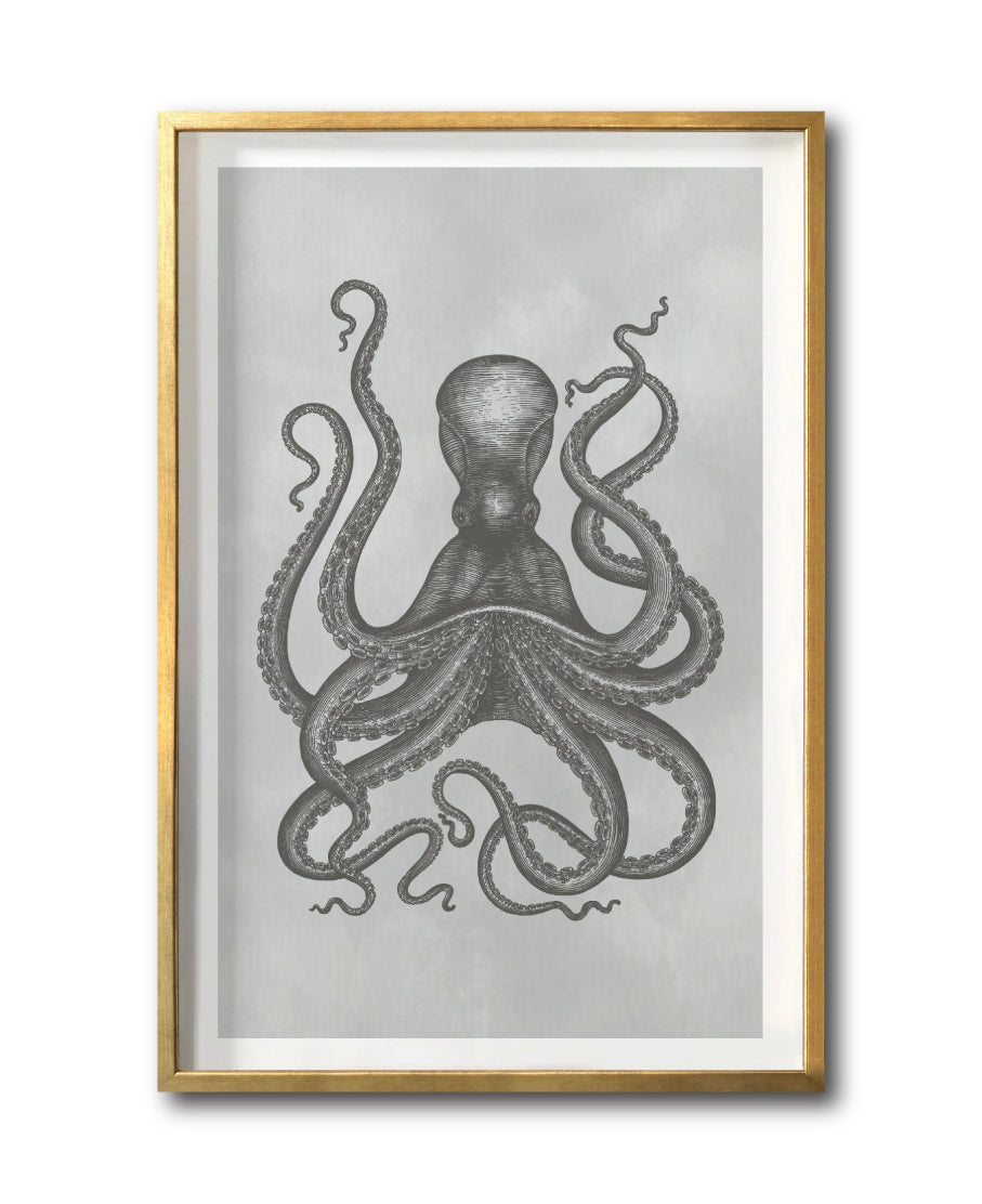 Cuadro decorativo  Canva Animal Marino Pulpo online para sala. Mar. Galería314. 024 Cuadro Moderno, elegante. Gris