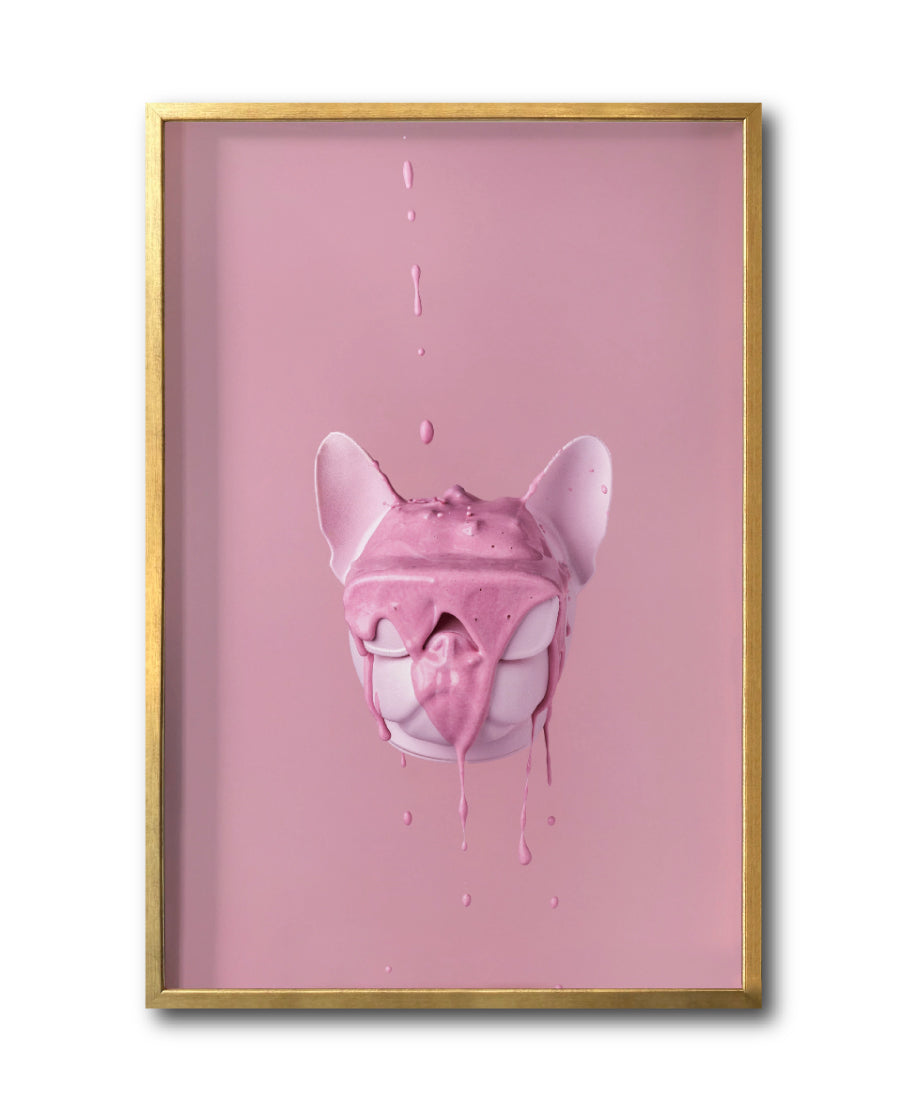 Cuadro Decorativo Pink 032 -Bulldog Rosa Doggy Splash