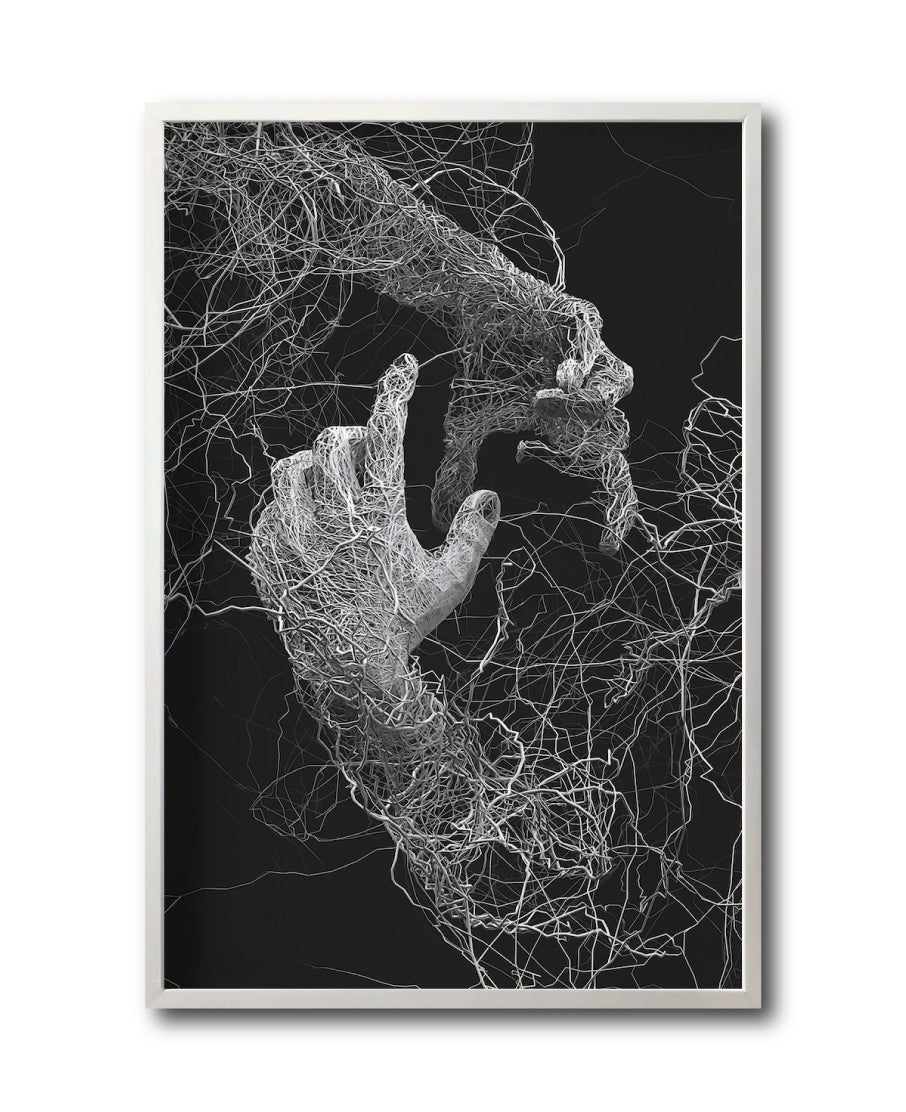 Cuadro Decorativo Roots 001 - Manos Abstractas Blanco y Negro