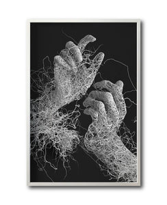 Cuadro Decorativo Roots 003 - Manos Abstractas Blanco y Negro