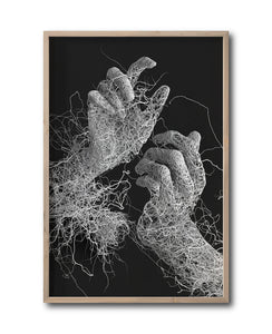 Cuadro Decorativo Roots 003 - Manos Abstractas Blanco y Negro