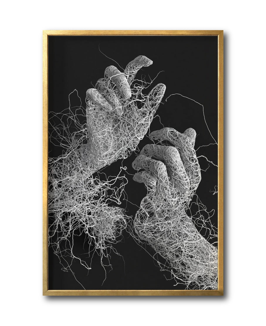 Cuadro Decorativo Roots 003 - Manos Abstractas Blanco y Negro