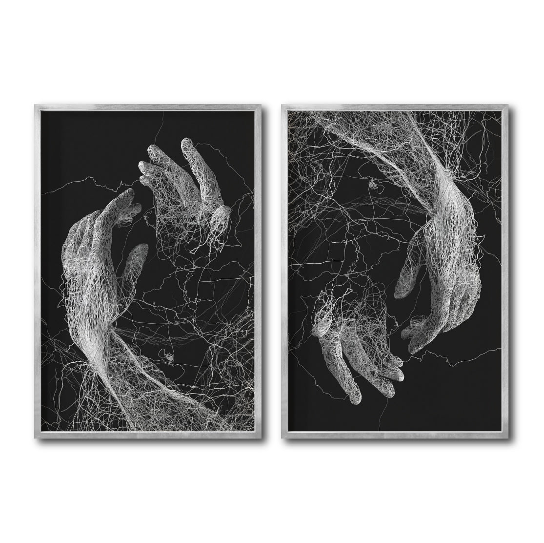 Cuadro Decorativo Roots 002 - Manos Abstractas Blanco y Negro