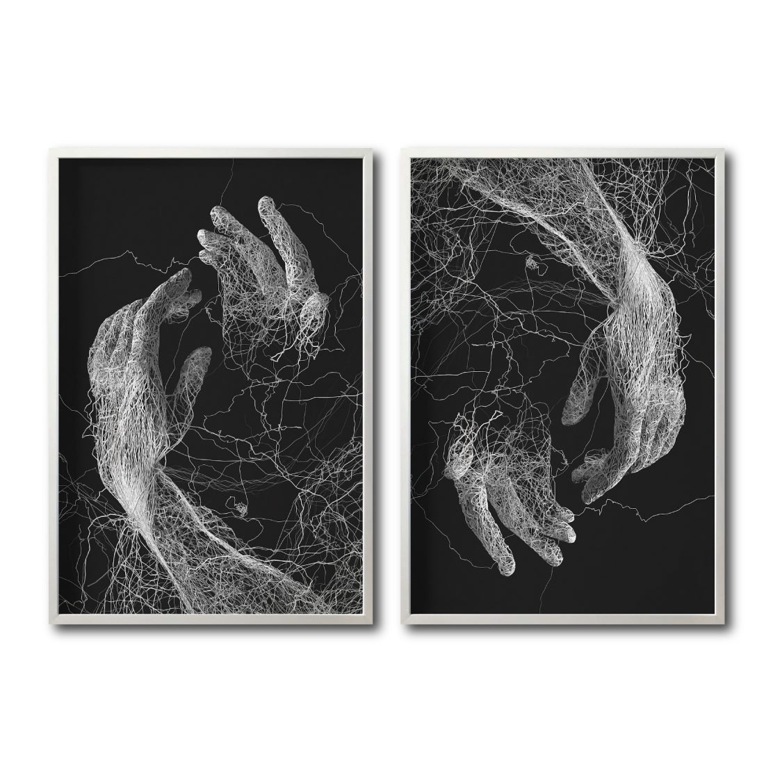 Cuadro Decorativo Roots 002 - Manos Abstractas Blanco y Negro