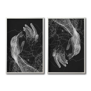 Cuadro Decorativo Roots 002 - Manos Abstractas Blanco y Negro