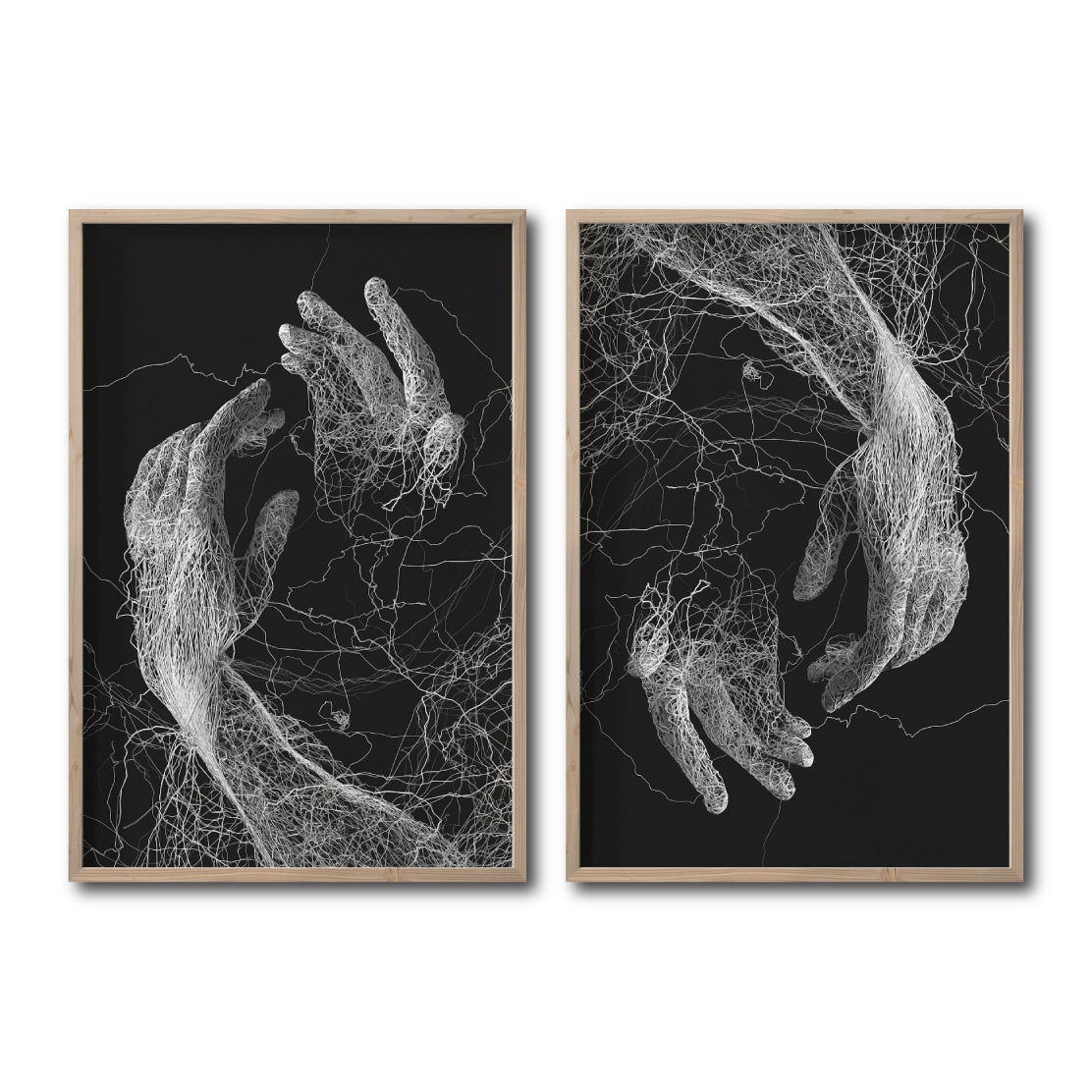 Cuadro Decorativo Roots 002 - Manos Abstractas Blanco y Negro