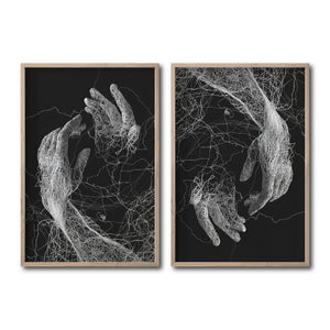 Cuadro Decorativo Roots 002 - Manos Abstractas Blanco y Negro