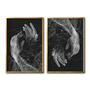 Cuadro Decorativo Roots 002 - Manos Abstractas Blanco y Negro