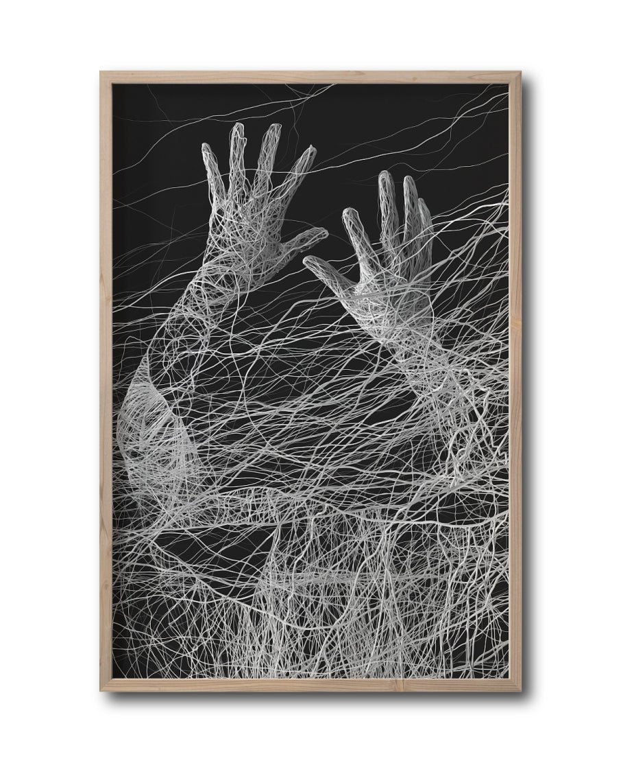 Cuadro Decorativo Roots 004 - Manos Abstractas Blanco y Negro