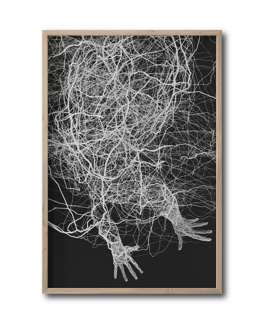 Cuadro Decorativo Roots 005 - Manos Abstractas Blanco y Negro