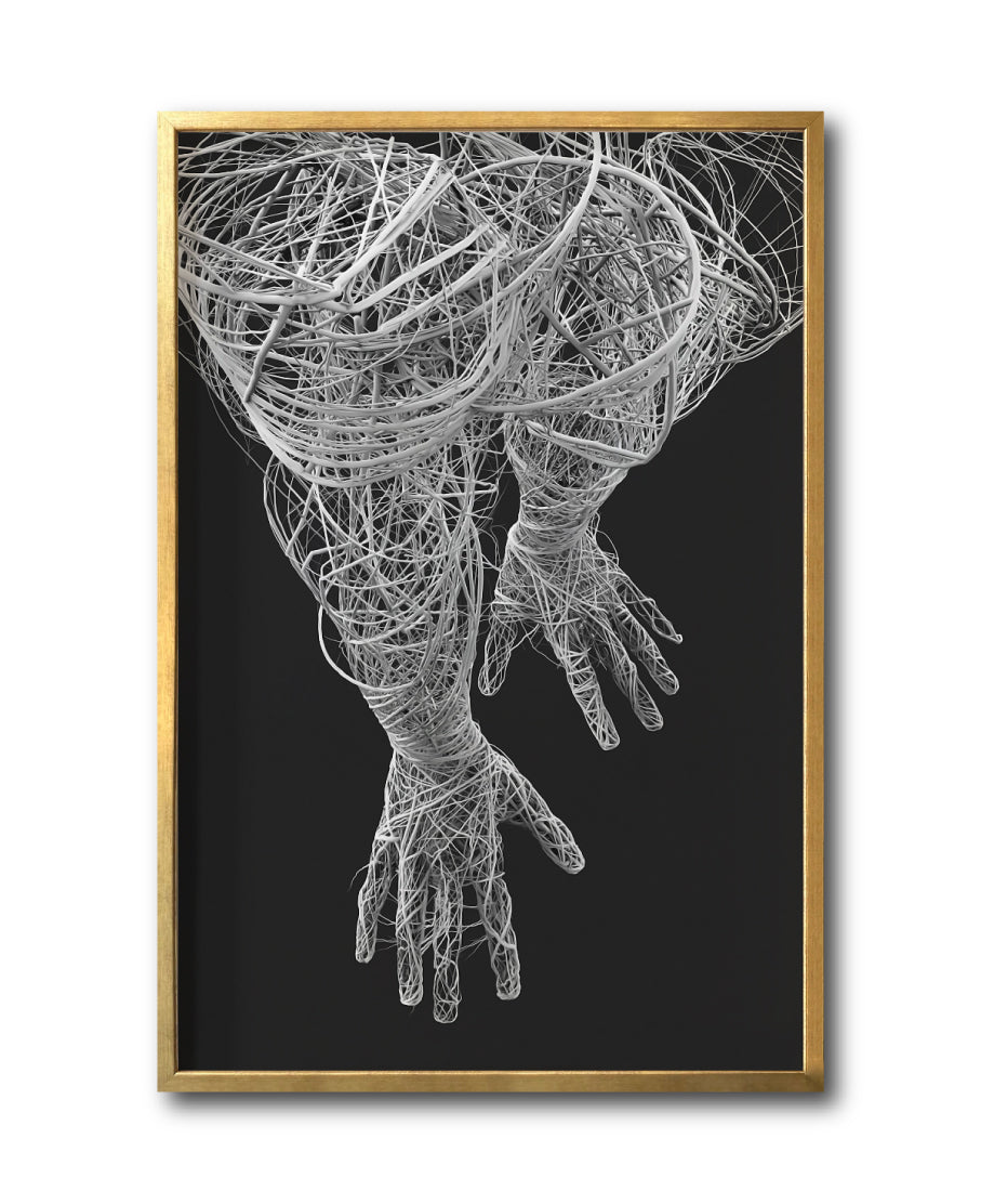 Cuadro Decorativo Roots 007 - Manos Abstractas Blanco y Negro