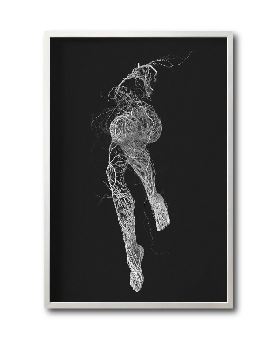 Cuadro Decorativo Roots 009 - Silueta Femenina Abstracta Blanco y Negro