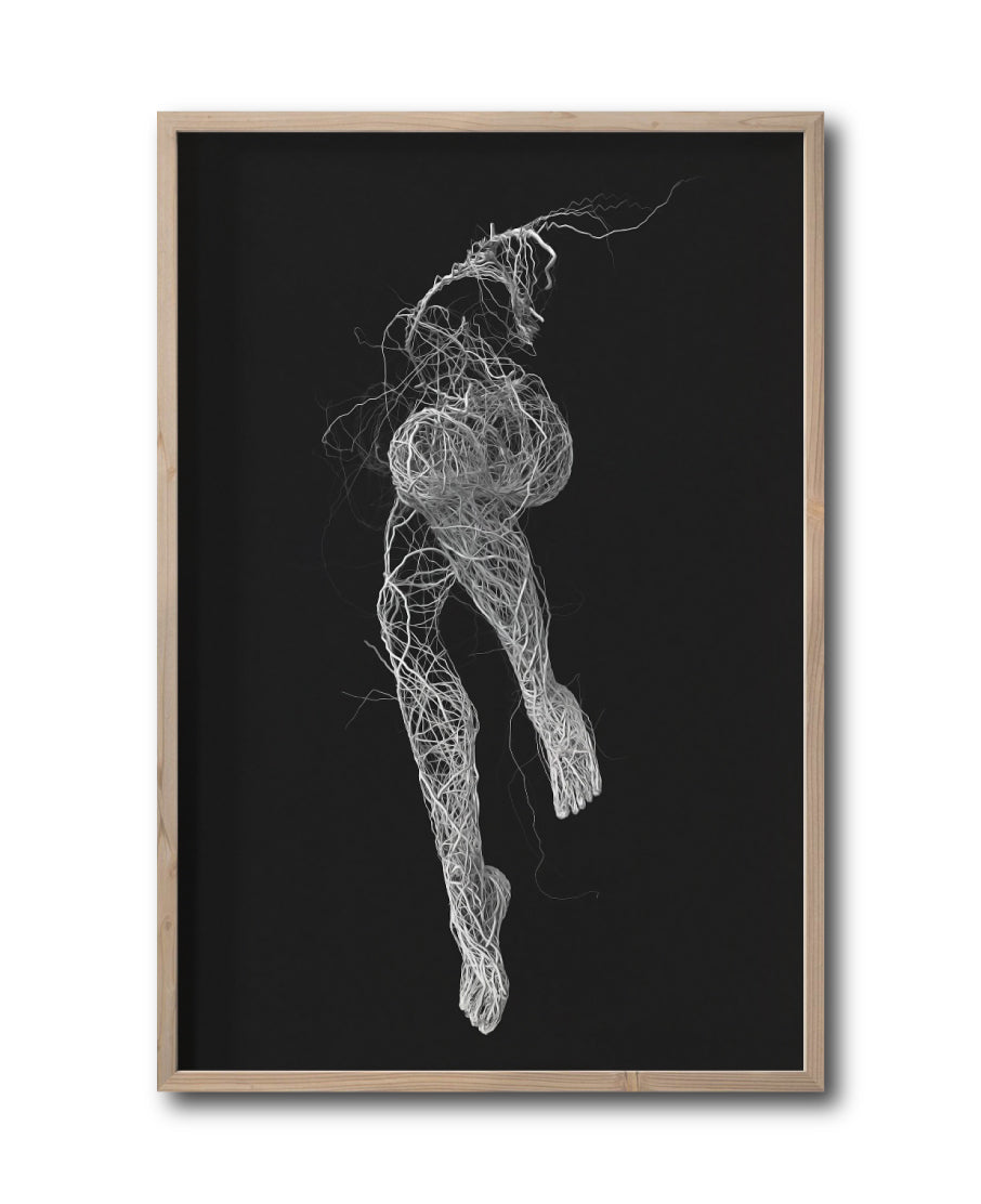 Cuadro Decorativo Roots 009 - Silueta Femenina Abstracta Blanco y Negro