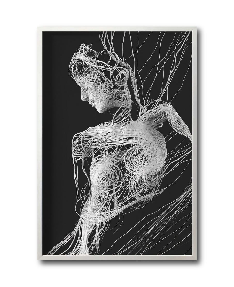 Cuadro Decorativo Roots 011 Silueta Femenina Abstracta Blanco y Negro