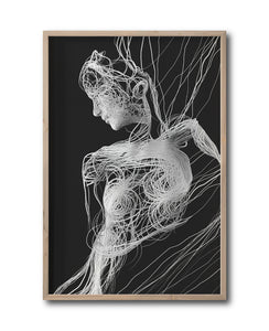 Cuadro Decorativo Roots 011 Silueta Femenina Abstracta Blanco y Negro