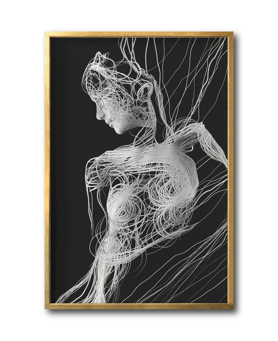 Cuadro Decorativo Roots 011 Silueta Femenina Abstracta Blanco y Negro