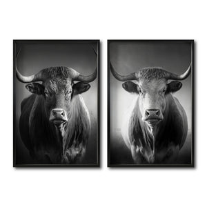 Compra de cuadros decorativos Toros para tu sala en Ciudad de México. Galería 314. Blanco y negro.