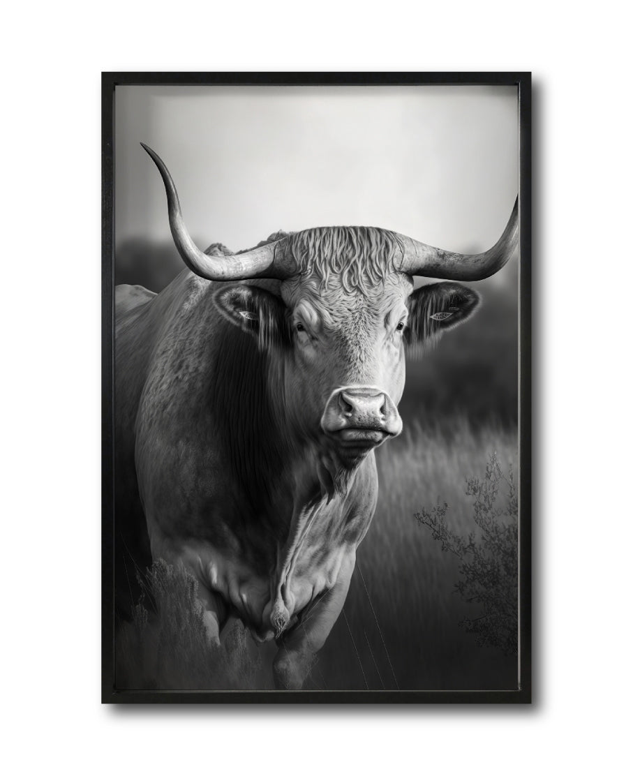 Cuadros decorativos fauna Toros modernos para sala. Galería 314. Blanco y Negro.