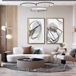 Cargar imagen en el visor de la galería, Set Cuadros Decorativos Abstracto Negro Arena 002 para Sala
